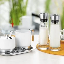 Esmeyer 1 X 4-teiliges Zucker- Und Sahneset ADAM, Aus Weißem Porzellan Und Edelstahl. -coffee cup shop 06a20729 e583 4ec6 84bf 864ecf068af7