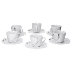 Null 6x Set Kaffeetasse 25cl Mit Untertasse 14,8cm Silver Night