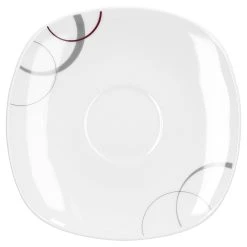 Null 6er Set Espressotasse Palazzo 11cl Mit Untertasse 12,3cm - Aus Weißem Porzellan Mit Dekor-Kreisen In Grau Und Dunkelrot -coffee cup shop 1d3c3f2d 18e7 416c be15 fe2c1d35de39