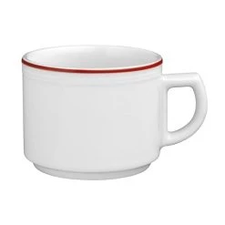 Esmeyer 6 X Seltmann Obertasse 1 0,18 L, Form: Vitalis, Dekor: 11484 Rote Linie