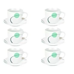 Null 6er Set Espressotasse Palazzo 11cl Mit Untertasse 12,3cm - Aus Weißem Porzellan Mit Dekor-Kreisen In Grau Und Dunkelrot -coffee cup shop 7009f07a 41db 4fbc 8513 c416366f9f59 scaled