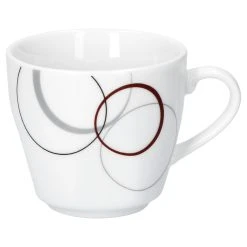 Null 6er Set Espressotasse Palazzo 11cl Mit Untertasse 12,3cm - Aus Weißem Porzellan Mit Dekor-Kreisen In Grau Und Dunkelrot -coffee cup shop 70856b49 5622 41a9 8ba7 9f3509629acd
