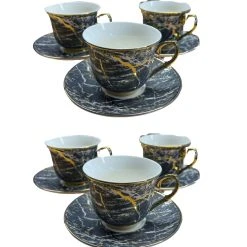 Null 12-Teiliges Kaffeeset Aus Porzellan Mit Untertassen Kaffeebecher Tasse Grau Mit Gold Umrandung Kaffeetasse -coffee cup shop 93202ec0 3e12 4ab1 a99a fc010bfead89 1