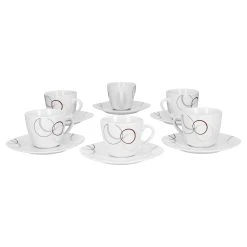 Null 6er Set Espressotasse Palazzo 11cl Mit Untertasse 12,3cm - Aus Weißem Porzellan Mit Dekor-Kreisen In Grau Und Dunkelrot -coffee cup shop 950c545e 21fd 47aa ab81 5bc9fd5ad606 2
