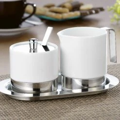 Esmeyer 1 X 4-teiliges Zucker- Und Sahneset ADAM, Aus Weißem Porzellan Und Edelstahl. -coffee cup shop a48bd429 62a9 4a2d b493 96f46fa2ffb8