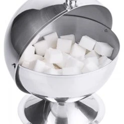 Contacto 2x Zuckerkugeldose Aus Edelstahl 18/10 Hochglänzend, Scharnierdeckel