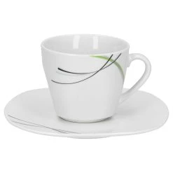 Null 6er Set Kaffeetasse 20cl Und Kaffeeuntertasse 14,5cm Palazzo - Aus Weißem Porzellan Mit Dekor-Kreisen In Grau Und Dunkelrot -coffee cup shop cdf69a1a 5ab6 4fc2 8b3f bb8e179b704c
