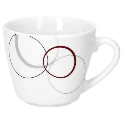 Null 6er Set Kaffeetasse 20cl Und Kaffeeuntertasse 14,5cm Palazzo - Aus Weißem Porzellan Mit Dekor-Kreisen In Grau Und Dunkelrot -coffee cup shop def889e7 35e8 460b 9da9 62921f15c732